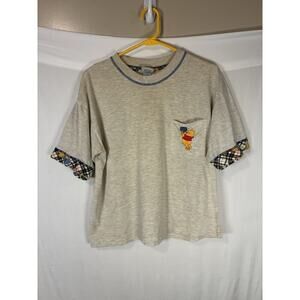 Vintage 90s Y2K Disney Winnie the Pooh Yellow T Shirt Sz M 1990s Crop Design Hem